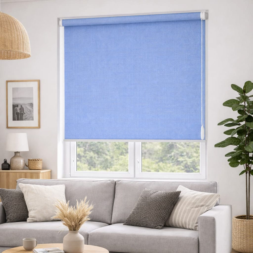 Тканинні ролети Льон 2074 блакитний